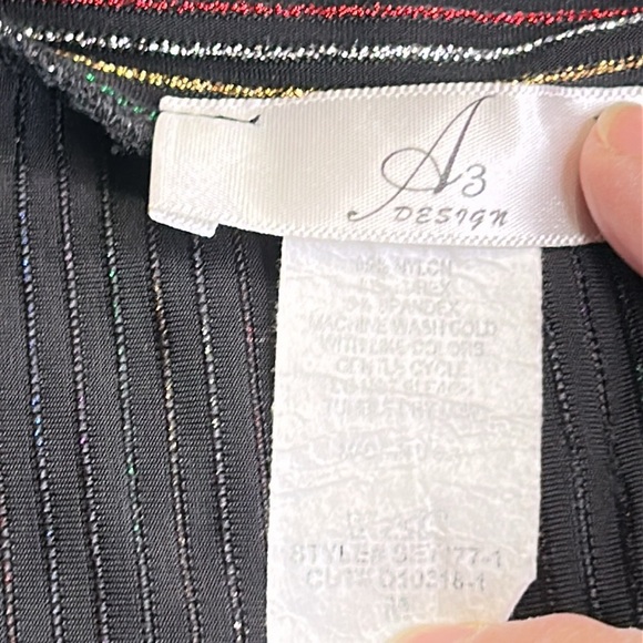 A3 DESIGN TWO PEICE METALLIC NYLON STRIPPED SKIRT AND CROP TOP SET SZ M - Picture 10 of 15